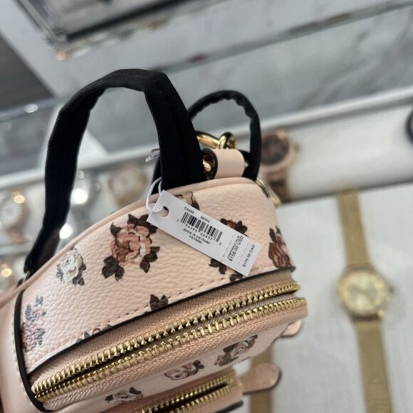 COACH MINI COURT BACKPACK BAG CHARM WITH ROSETTE PRINT CAA68 08XKE - Picture 11 of 11